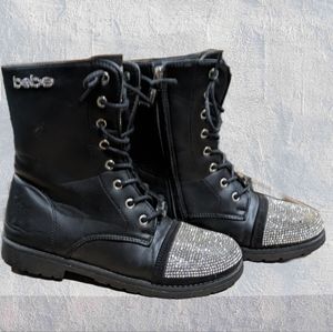 Bebe combat boots with diamond pattern accents